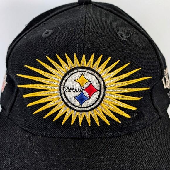 VTG Annco Pittsburgh Steelers 4x Super Bowl Starburst Strapback Cap Hat 90's - Picture 10 of 10